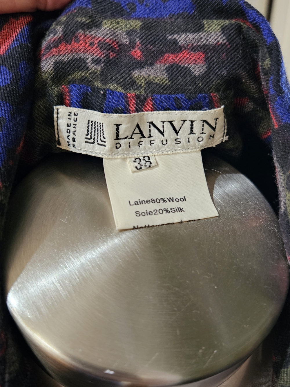 Lanvin Black Dress with Purple and Red Stripe Pattern Size 38 4/6 - Picture 6 of 6